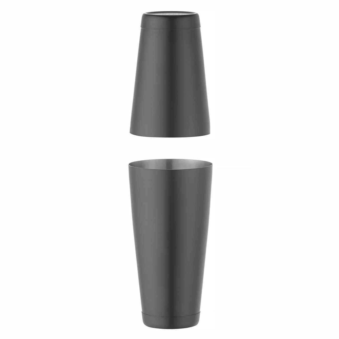 HENDI Cocktail Shaker, BarUp, Tin-on-Tin Boston-Cocktailshaker, matte Ausführung, Cocktailmixer mit 2 gewichteten Bechern: 0,6L & 0,8L, Edelstahl, schwarz