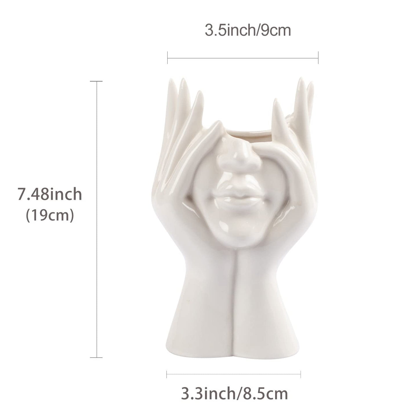CEMABT Face Vase | Small Ceramic Female Body Flower Vase – Modern Farmhouse Desk & Bookshelf Decor, Half-Face Style (Style C)