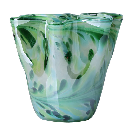 Mouth-Blown Glass Vase with Wide Opening | Colourful Modern Art Glass Vase for Living Room, Wedding, Dining Table & Entryway Decor