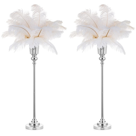 NUPTIO Gold Metal Flower Stand Set of 2 | 77.5 cm Tall Trumpet Vases for Wedding Centrepieces, Golden Anniversary, Party & Table Decorations