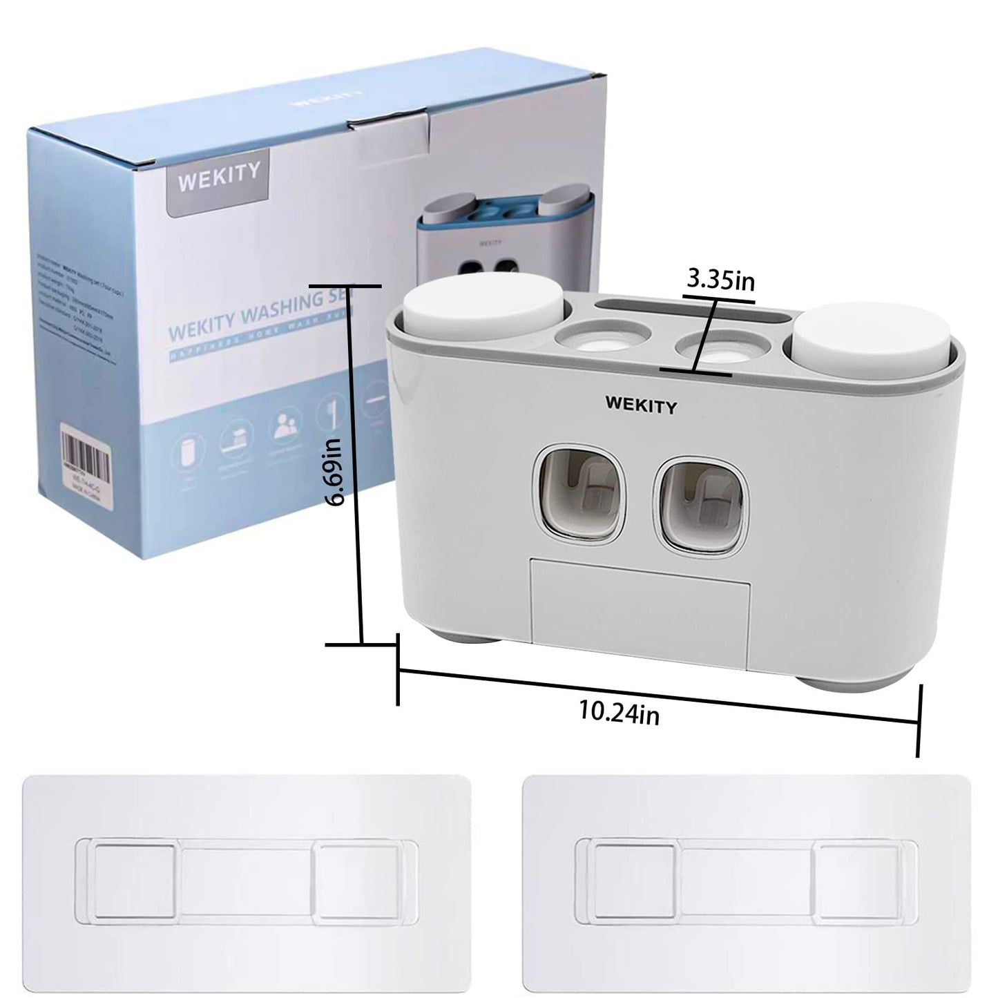 WEKITY Wall-Mounted Toothbrush Holder & Automatic Toothpaste Dispenser Set – 5 Slots, 4 Cups, No Drilling