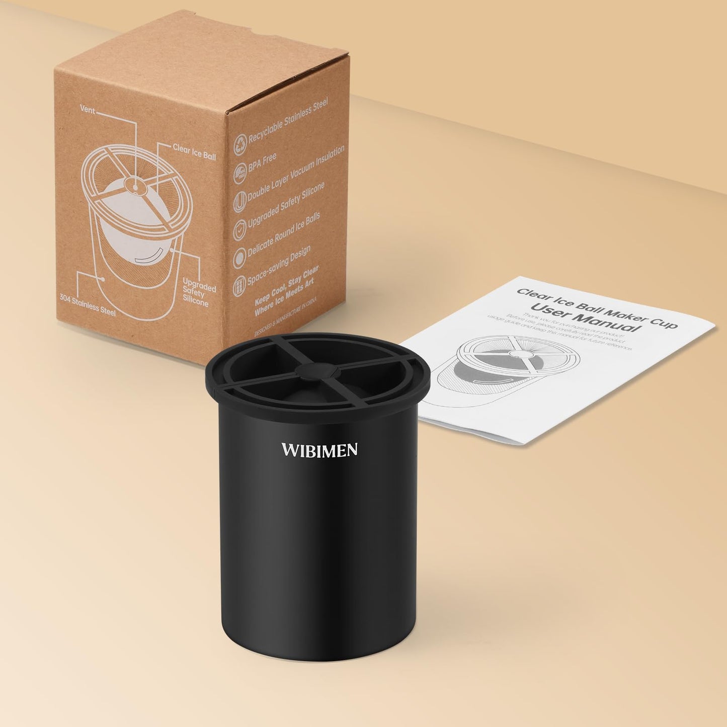 Clear Ice Ball Maker – 6.35 cm (2.5″) Crystal Clear Ice Balls, Stainless Steel & BPA-Free Silicone (2 Pack)