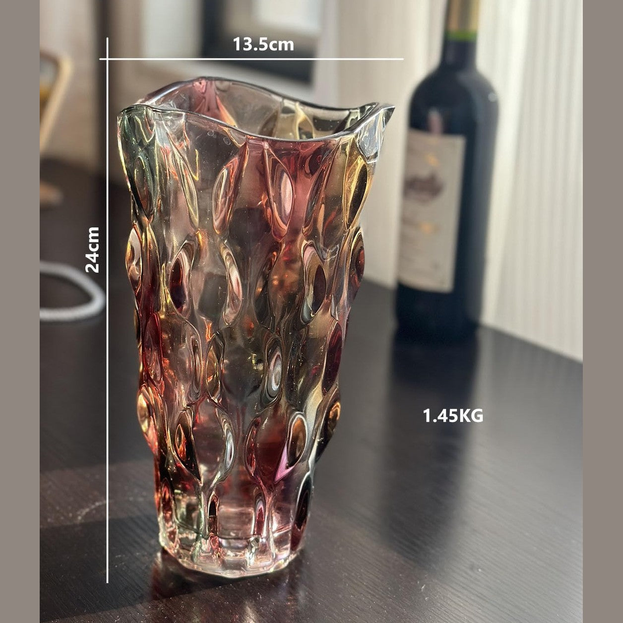 Large Colourful Glass Flower Vase | Tall Modern Decorative Vase – Great Gift for Women, Birthday Present for Mum