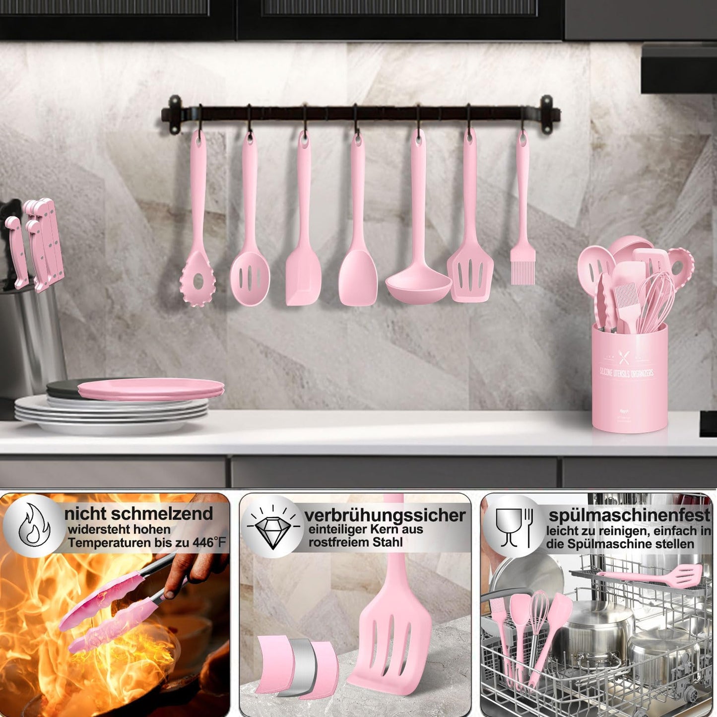 12-Piece Silicone Cooking Utensil Set with Holder – Non-Stick & Heat Resistant