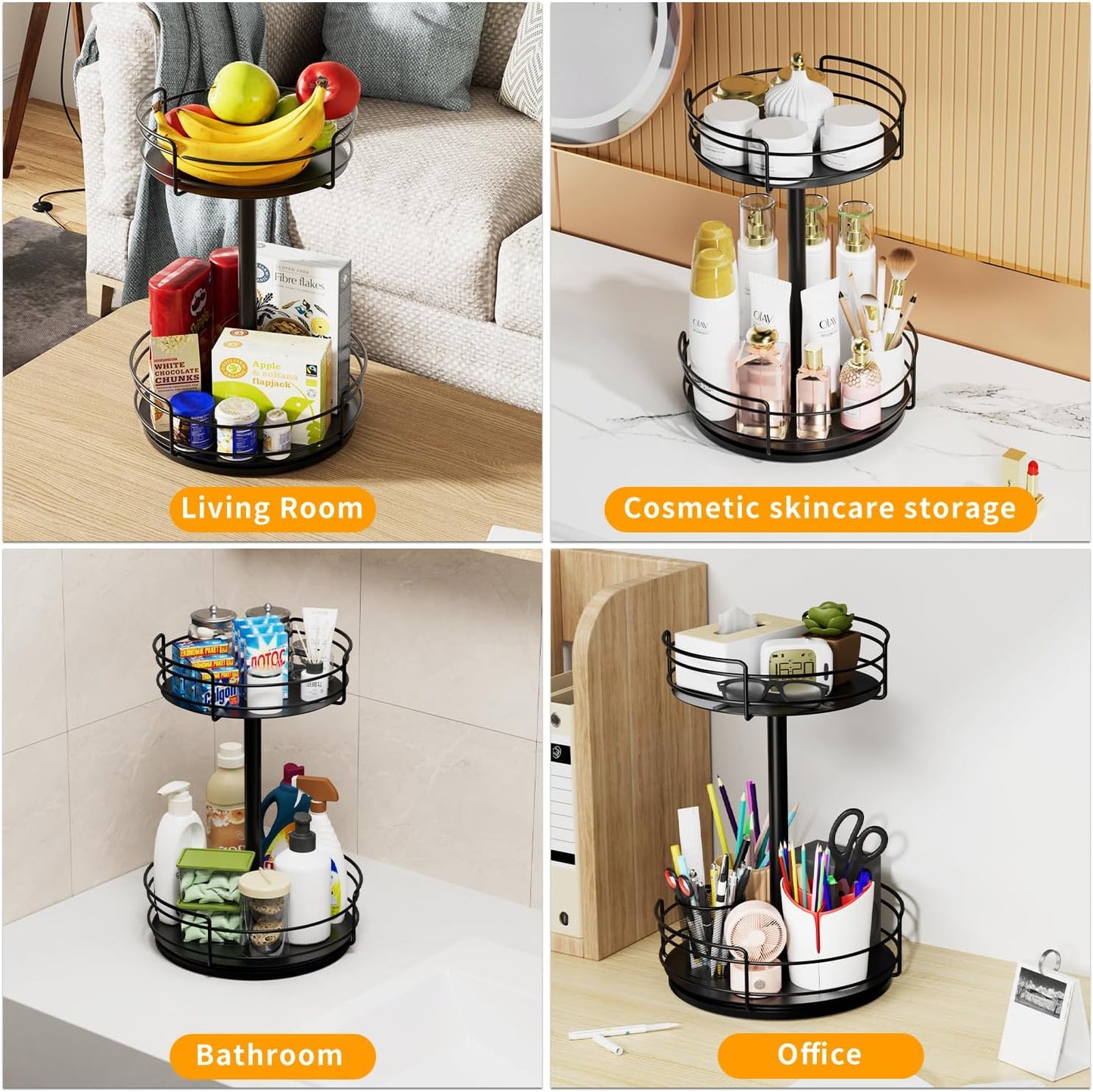 AIRUJIA Rotating Spice Rack Turntable – Lazy Susan Kitchen Organiser for Spices, Oils & Bottles