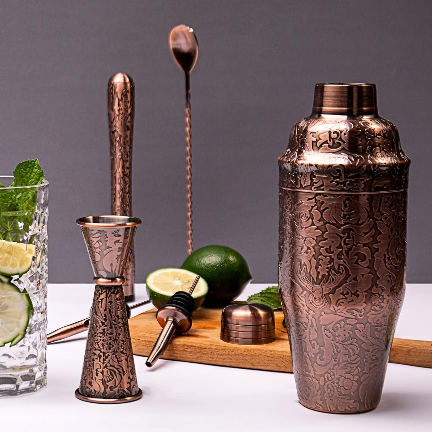 Cocktail Shaker -setti 6 osaa – antiikkikupari