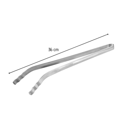 Fackelmann 40995 Stainless Steel Barbecue Tongs – 36 cm Nirosta Grill Tongs with Hanging Loop