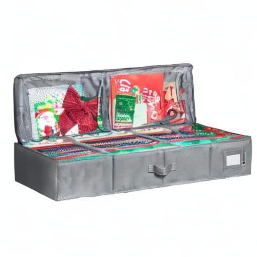 Premium Wrapping Paper Storage – Holds 27 Rolls, Extra Pockets, Underbed Organizer