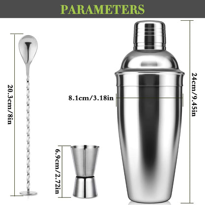 Cocktail Shakers, 25oz 750ML Martini Shaker Getränke Shaker mit eingebautem Sieb für Barkeeper, Edelstahl-Bar-Shaker für Familien, Bars Weihnachten Party, Margarita-Mixer für Mixgetränke