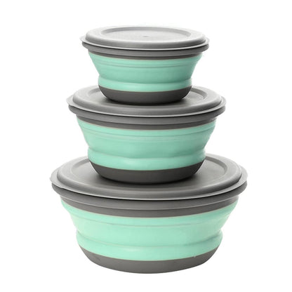 Foldable Silicone Bowls – Pack of 3 Portable Food Storage Containers for Camping & Everyday Use