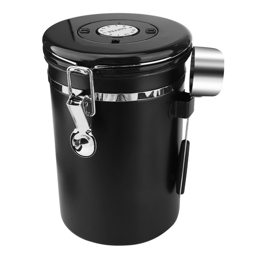 Airtight Coffee Bean Container 1.8 L – Stainless Steel Coffee Canister for Long-Lasting Freshness (Cream White)