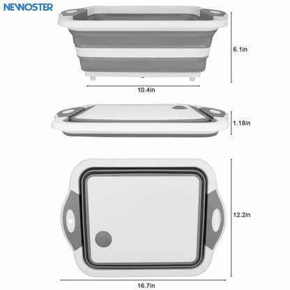 Foldable Chopping Board with Integrated Strainer – Portable Sink Draining Board for Camping & Kitchen (Green)