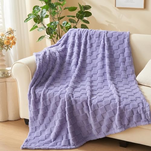 NEWCOSPLAY Super Soft King Blanket – Pink Checkered Flannel Fleece, Lightweight & Silky, All-Season Bed Throw (90"x110").