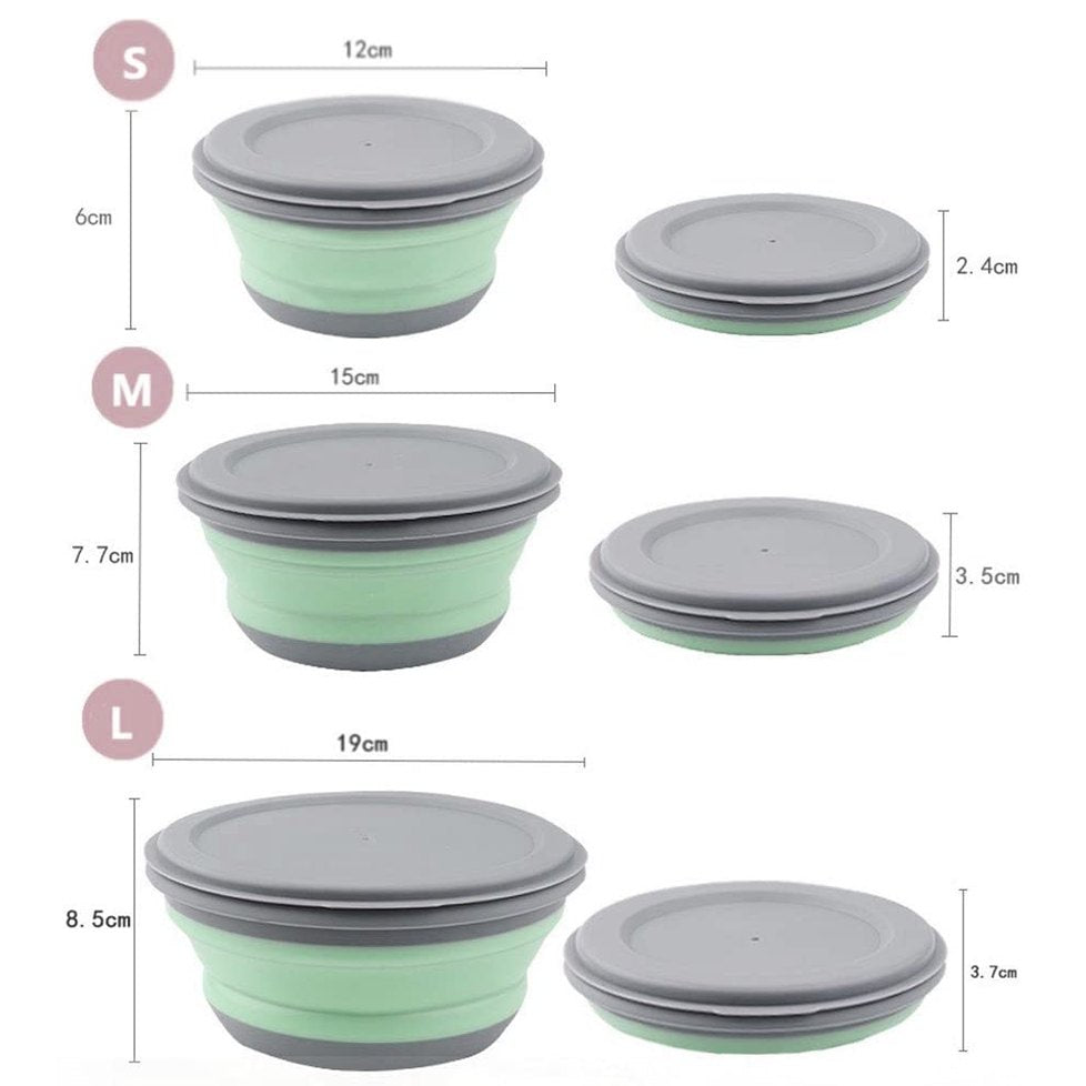 Foldable Silicone Bowls – Pack of 3 Portable Food Storage Containers for Camping & Everyday Use