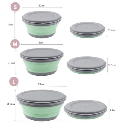 Foldable Silicone Bowls – Pack of 3 Portable Food Storage Containers for Camping & Everyday Use