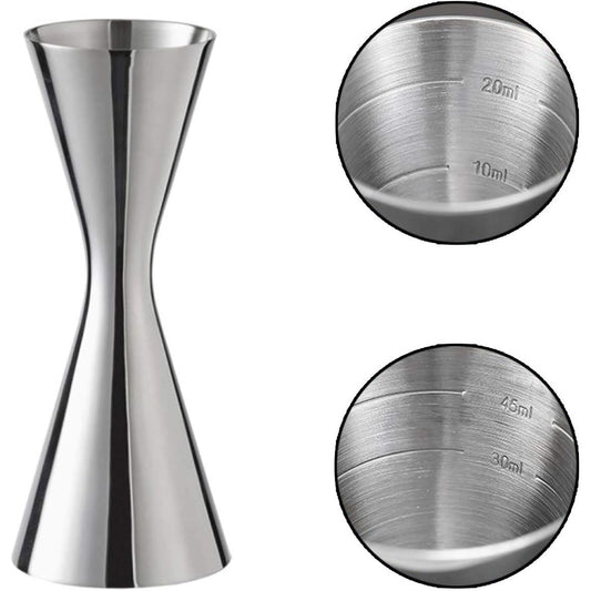 Cocktail Messbecher, 304 Messbecher aus Edelstahl, Integrierte Waage, Cocktail Jigger Dual Spirit Measure Cup, Professioneller Barkeeper, Geeignet für Bars und Wohnungen (30/60ml), Silber-