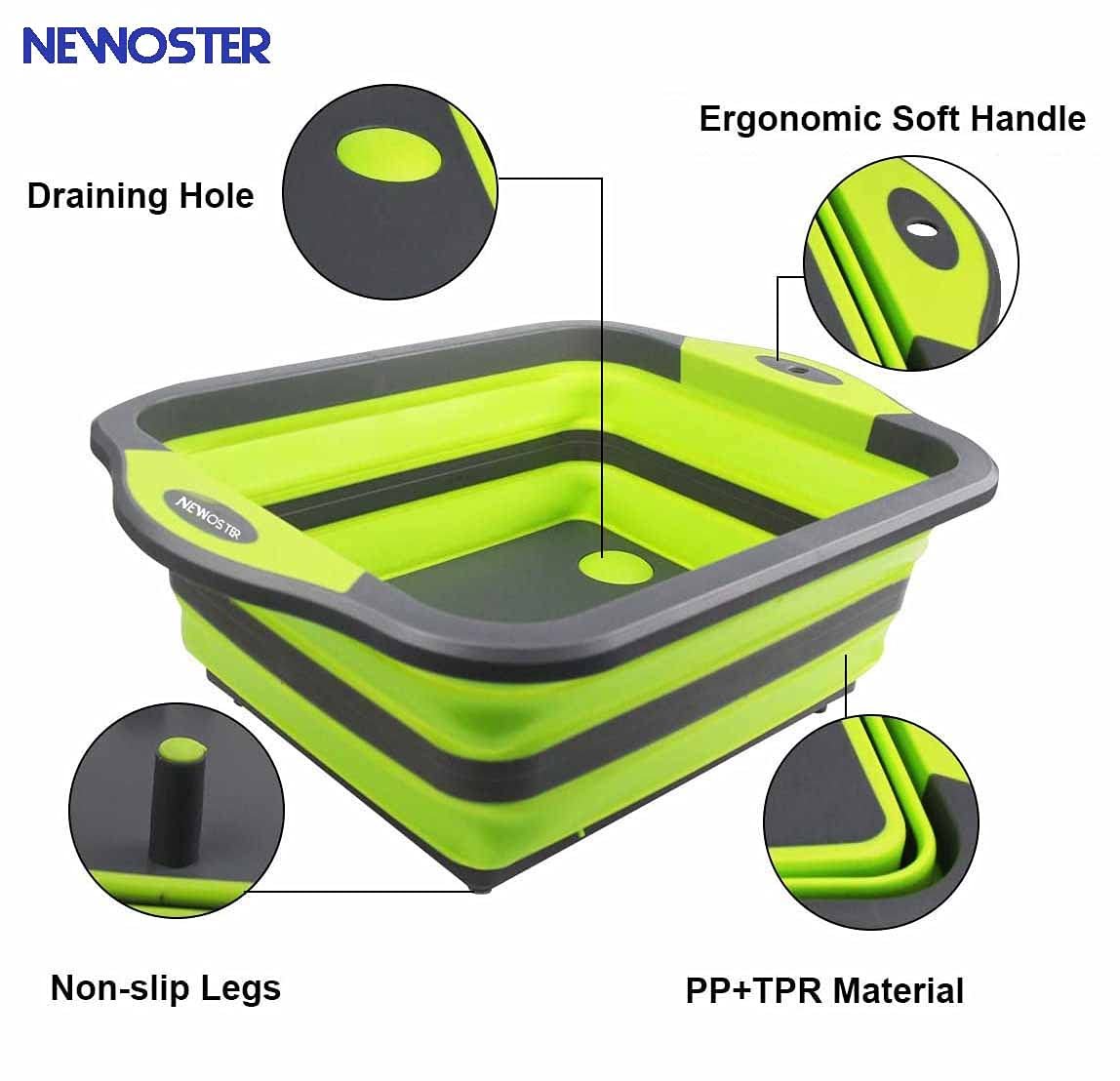 Foldable Chopping Board with Integrated Strainer – Portable Sink Draining Board for Camping & Kitchen (Green)