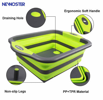 Foldable Chopping Board with Integrated Strainer – Portable Sink Draining Board for Camping & Kitchen (Green)