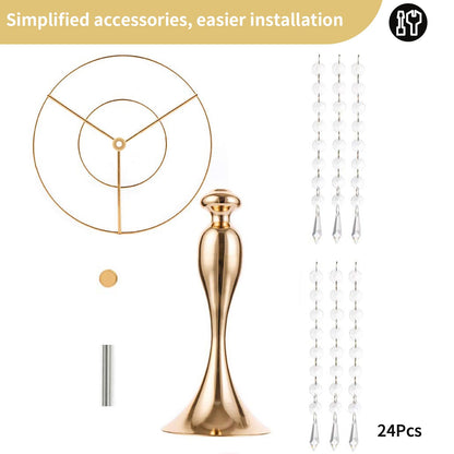 Nuptio Kristall-Blumenständer, Hochzeitsdekoration für Tische, 26 cm Höhe, Blumenhalter, Mittelstück, Metall-Blumenvase für Hochzeit, Party, Empfang, Esszimmer, Wohnzimmer, Dekoration, 2 Stück