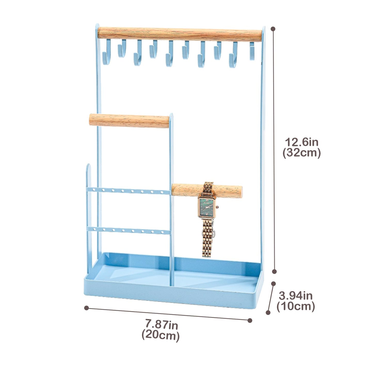 ProCase 4-Tier Jewelry Organizer – Necklace Stand with Ring Tray, Cute Aesthetic Storage Rack for Bracelets, Earrings, and Rings (White)