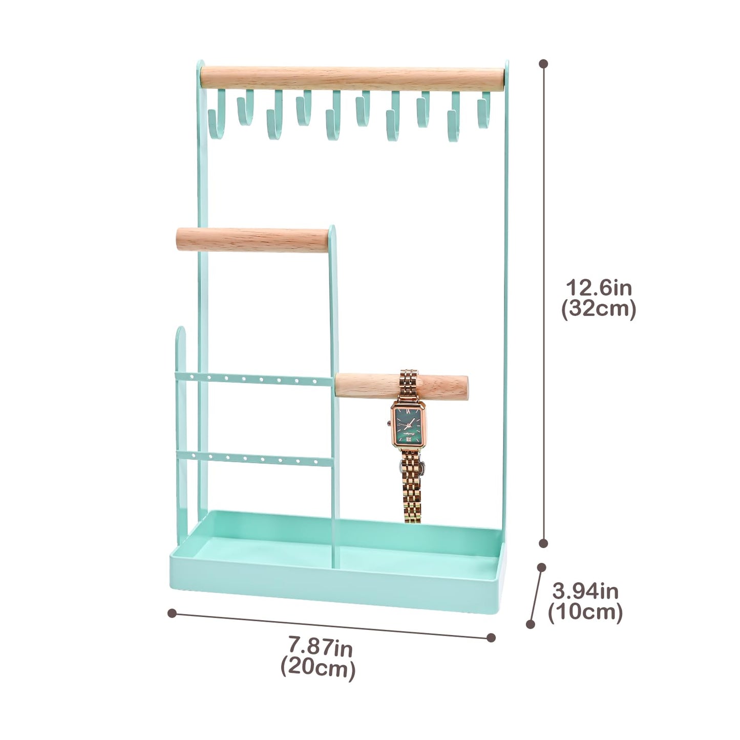 ProCase 4-Tier Jewelry Organizer – Necklace Stand with Ring Tray, Cute Aesthetic Storage Rack for Bracelets, Earrings, and Rings (White)