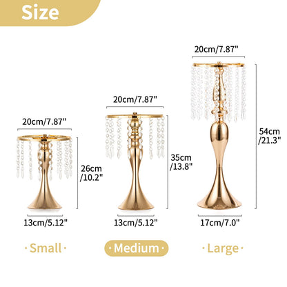 Nuptio Kristall-Blumenständer, Hochzeitsdekoration für Tische, 26 cm Höhe, Blumenhalter, Mittelstück, Metall-Blumenvase für Hochzeit, Party, Empfang, Esszimmer, Wohnzimmer, Dekoration, 2 Stück