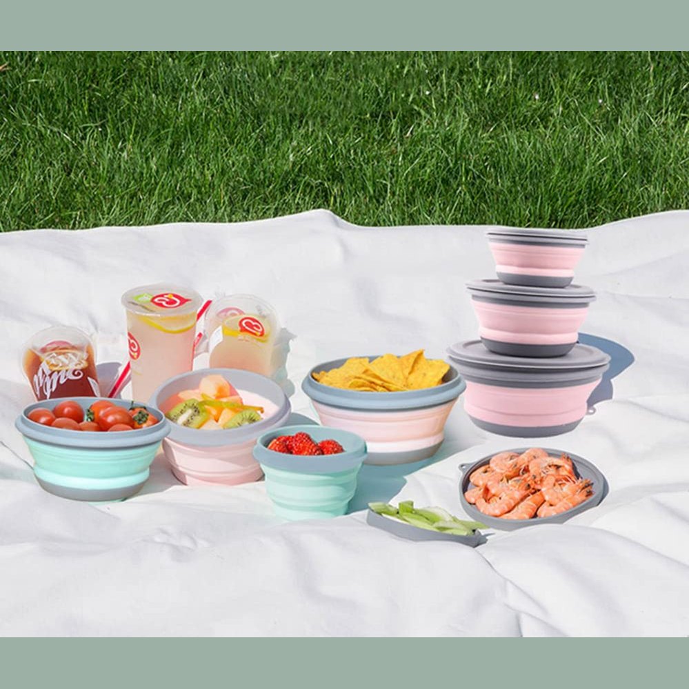 Foldable Silicone Bowls – Pack of 3 Portable Food Storage Containers for Camping & Everyday Use