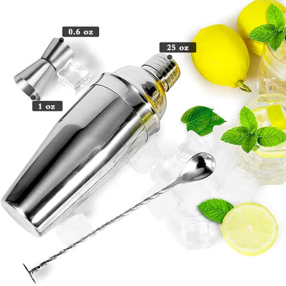 Cocktail Shakers, 25oz 750ML Martini Shaker Getränke Shaker mit eingebautem Sieb für Barkeeper, Edelstahl-Bar-Shaker für Familien, Bars Weihnachten Party, Margarita-Mixer für Mixgetränke