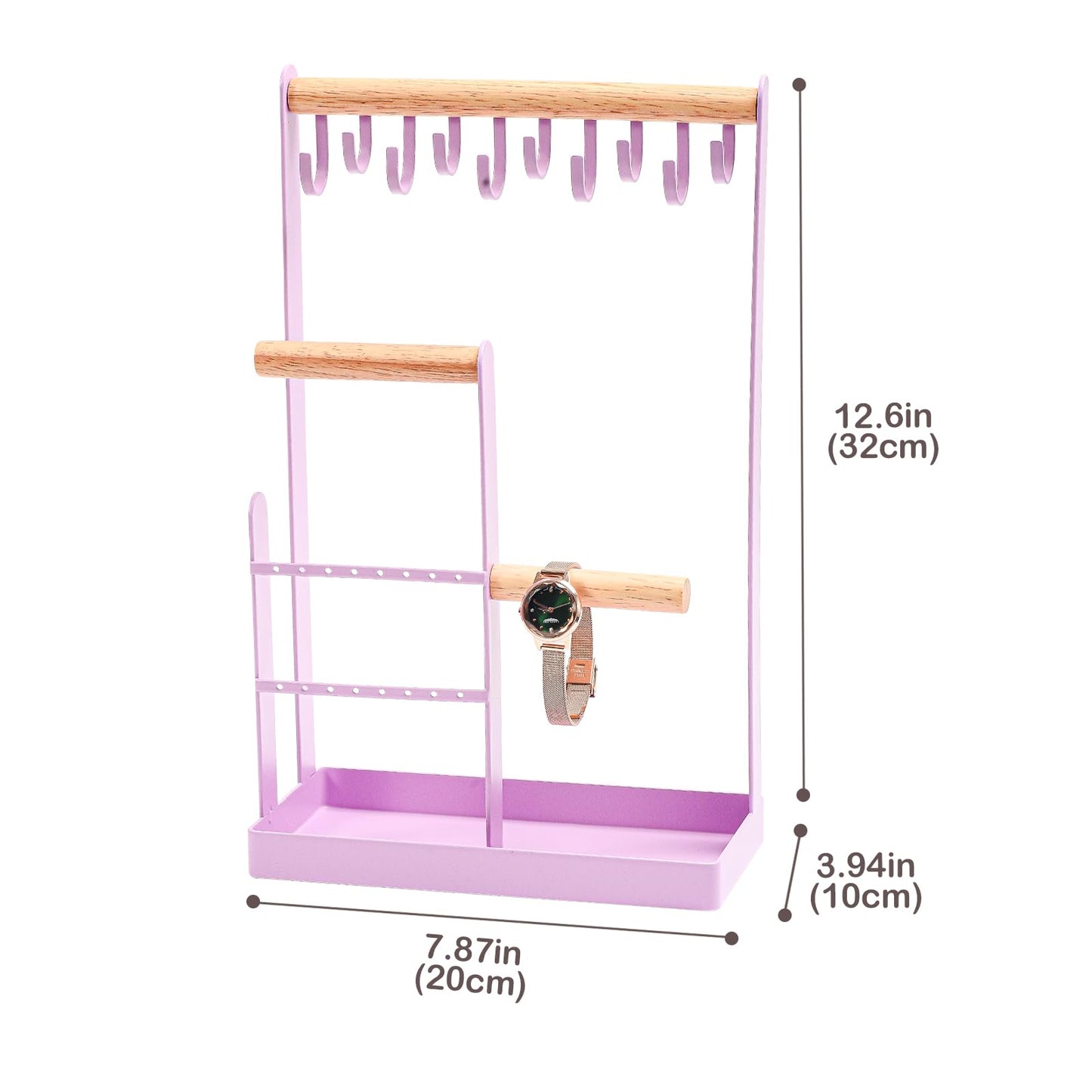 ProCase 4-Tier Jewelry Organizer – Necklace Stand with Ring Tray, Cute Aesthetic Storage Rack for Bracelets, Earrings, and Rings (White)