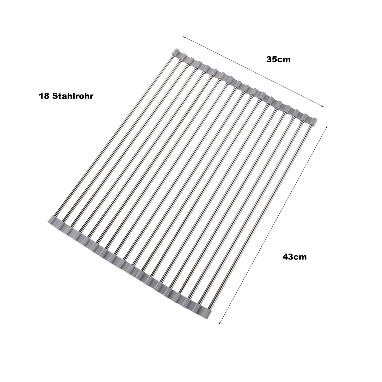 Foldable Over-Sink Dish Drainer & Drying Mat (Black, 43 × 35 cm)