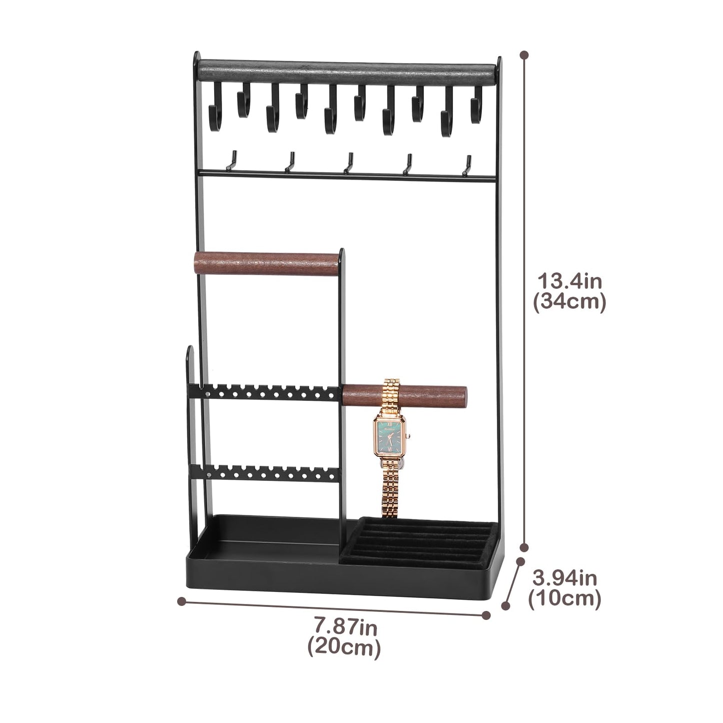 ProCase 4-Tier Jewelry Organizer – Necklace Stand with Ring Tray, Cute Aesthetic Storage Rack for Bracelets, Earrings, and Rings (White)