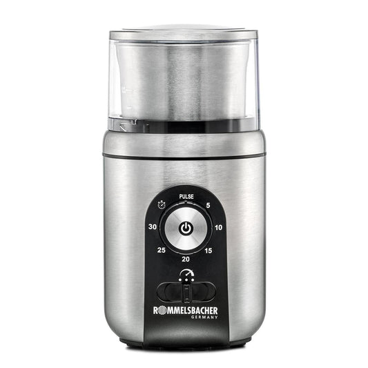 ROMMELSBACHER Gewürz- & Kaffeemühle EGK 250, 2 Edelstahlbehälter mit Schlagmesser & Spezialmesser, Füllmenge 70 g, Mahlgrad über Mahldauer wählbar, auch für Pesto, Gewürze, Nüsse, Zucker
