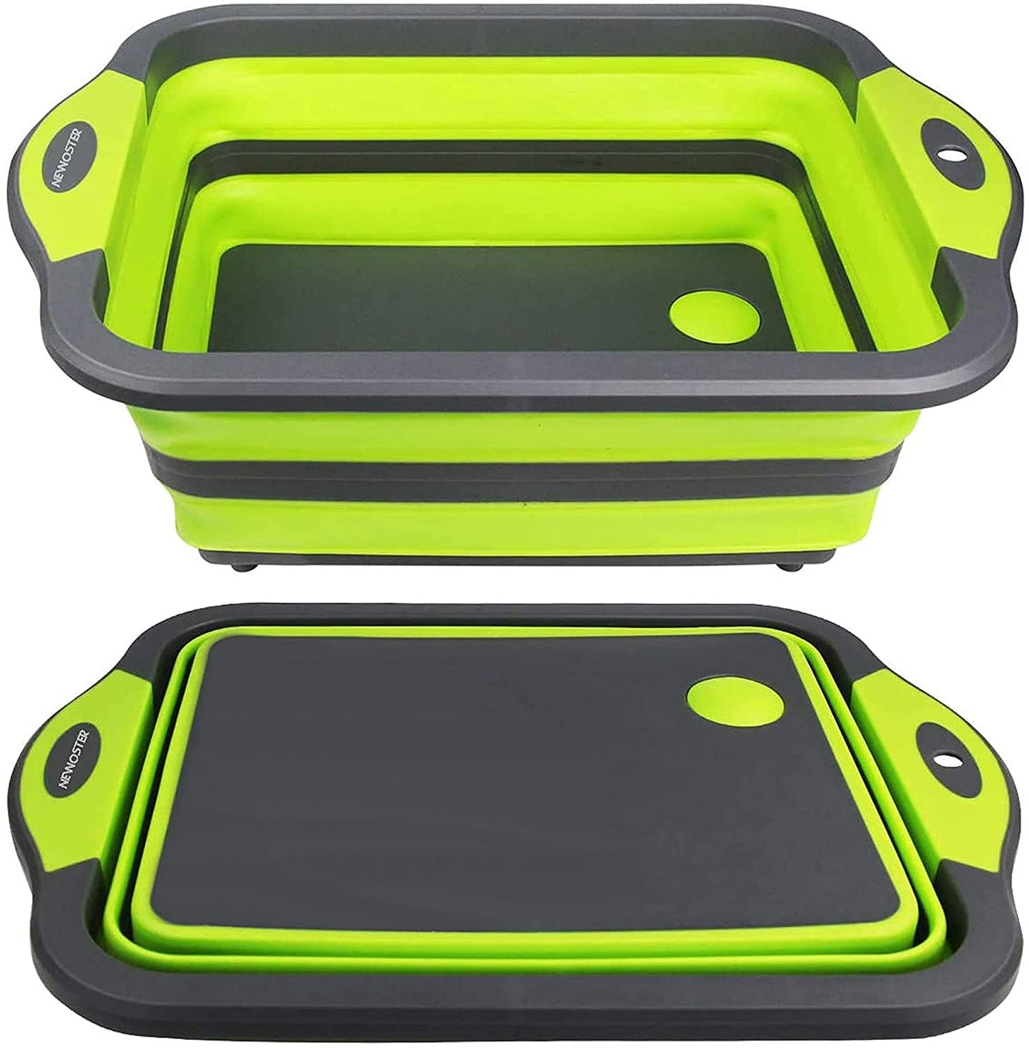 Foldable Chopping Board with Integrated Strainer – Portable Sink Draining Board for Camping & Kitchen (Green)