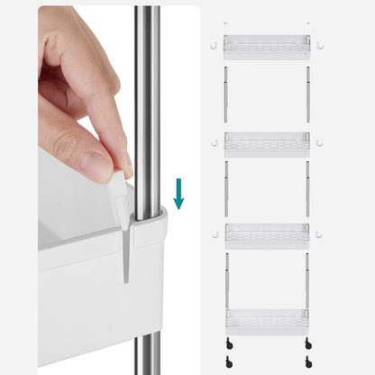 SONGMICS kapea 4-tasoinen säilytyskärry pyörillä – keittiöön ja kylpyhuoneeseen (40 × 12,5 × 86 cm)