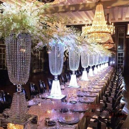 Nuptio Kristall-Blumenständer, Hochzeitsdekoration für Tische, 26 cm Höhe, Blumenhalter, Mittelstück, Metall-Blumenvase für Hochzeit, Party, Empfang, Esszimmer, Wohnzimmer, Dekoration, 2 Stück