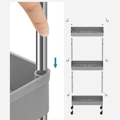 SONGMICS kapea 4-tasoinen säilytyskärry pyörillä – keittiöön ja kylpyhuoneeseen (40 × 12,5 × 86 cm)