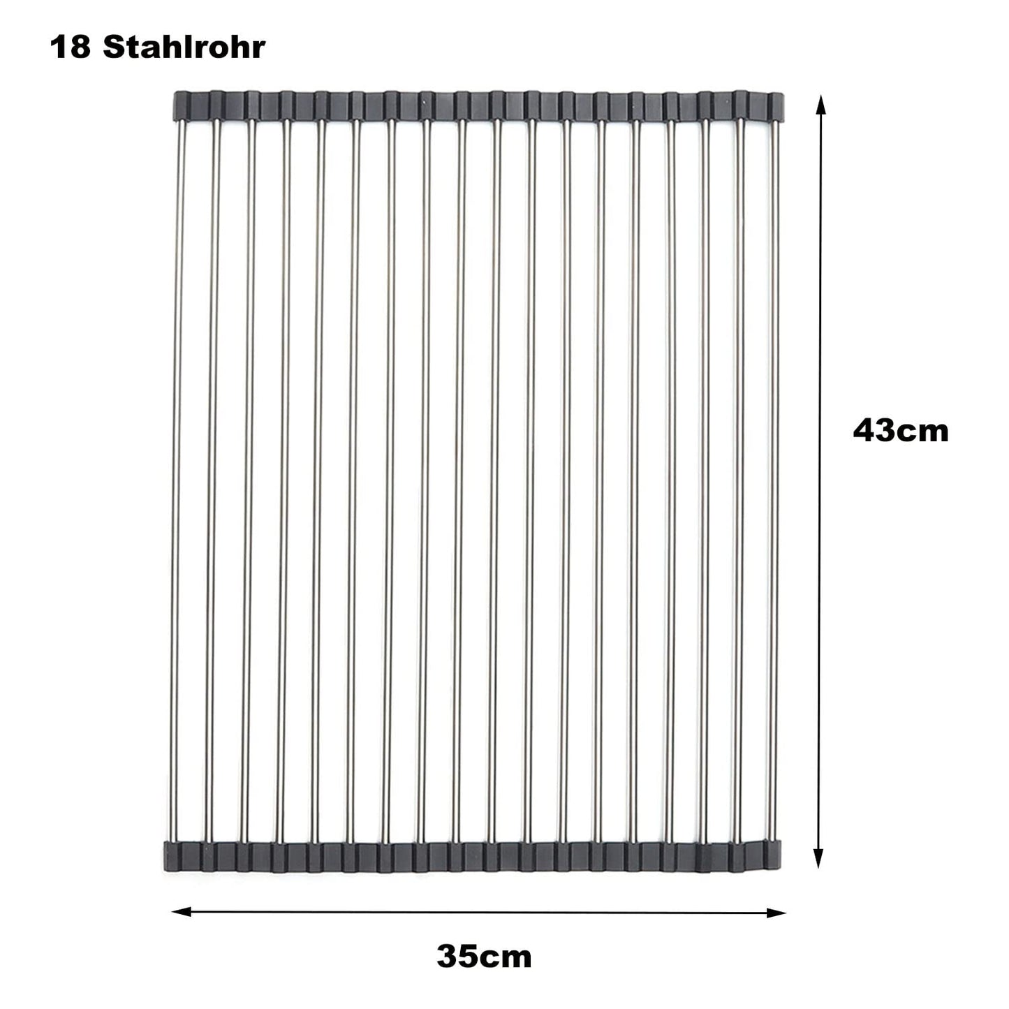 Foldable Over-Sink Dish Drainer & Drying Mat (Black, 43 × 35 cm)