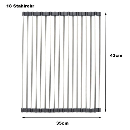 Foldable Over-Sink Dish Drainer & Drying Mat (Black, 43 × 35 cm)