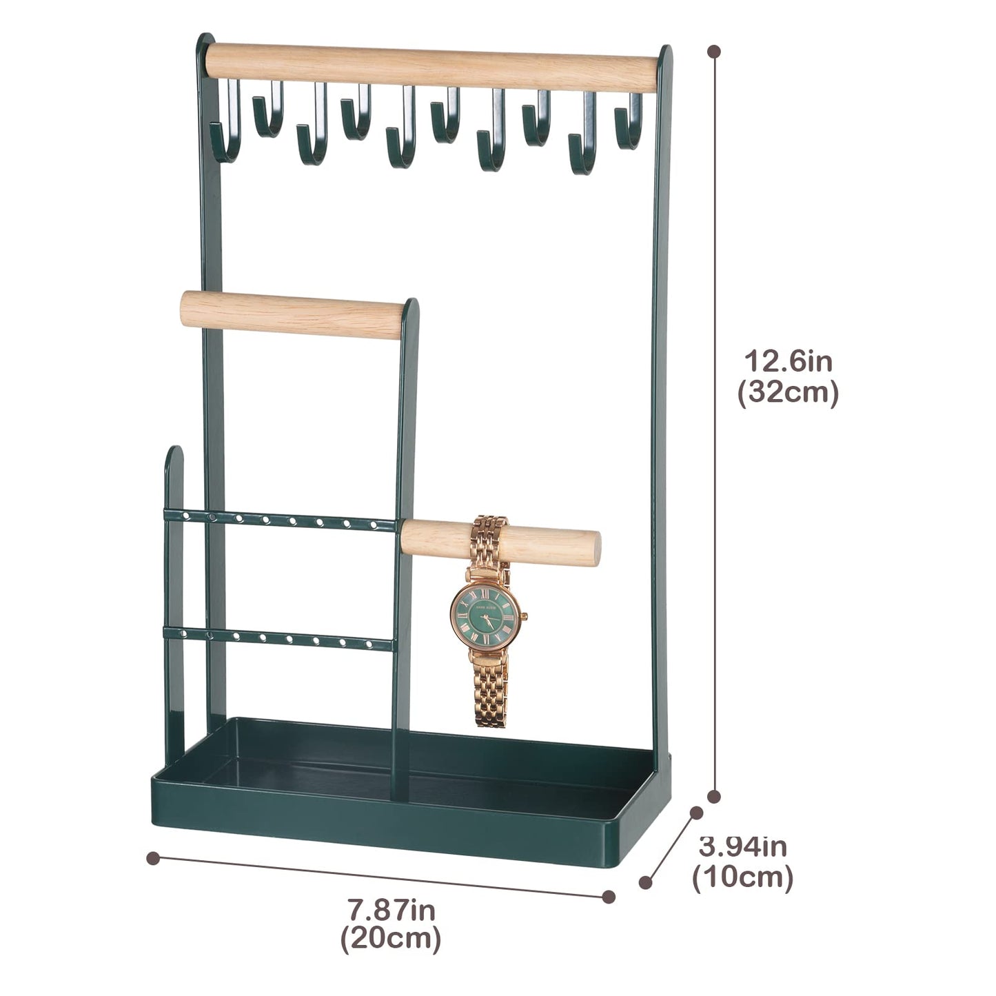 ProCase 4-Tier Jewelry Organizer – Necklace Stand with Ring Tray, Cute Aesthetic Storage Rack for Bracelets, Earrings, and Rings (White)