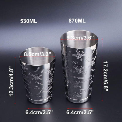 Coktailshaker,Cocktail Shaker Edelstahl,Boston Shaker - Hochwertiges Barzubehör für Alle Professionelle Barkeeper und Zuhause Cocktail Liebhaber (Schädel)