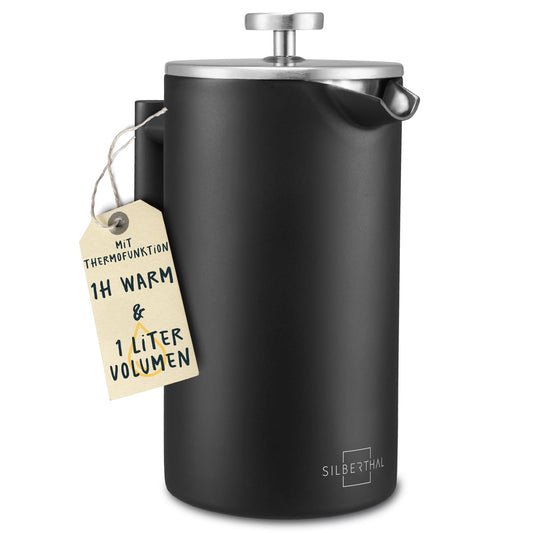 SILBERTHAL Kaffeemühle Manuell Kegelmahlwerk - Verstellbarer Mahlgrad von grob bis fein - Handmühle aus Edelstahl und Glas - Ideale Geschenkidee
