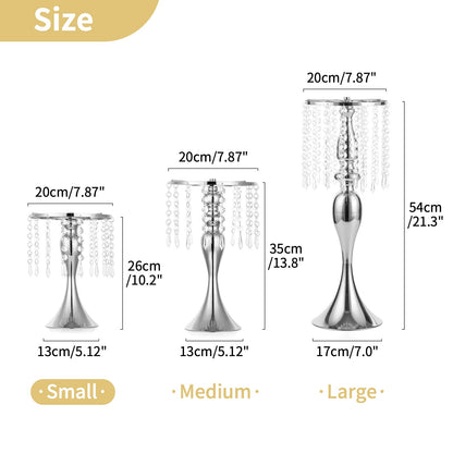 Nuptio Kristall-Blumenständer, Hochzeitsdekoration für Tische, 26 cm Höhe, Blumenhalter, Mittelstück, Metall-Blumenvase für Hochzeit, Party, Empfang, Esszimmer, Wohnzimmer, Dekoration, 2 Stück