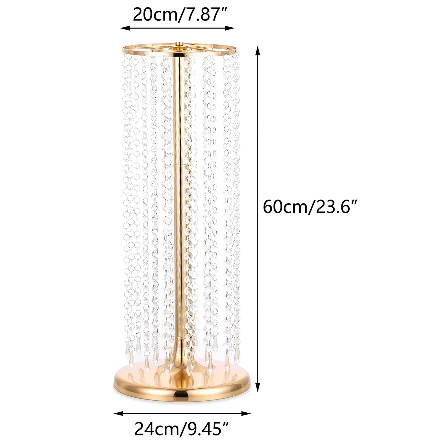 Nuptio Kristall-Blumenständer, Hochzeitsdekoration für Tische, 26 cm Höhe, Blumenhalter, Mittelstück, Metall-Blumenvase für Hochzeit, Party, Empfang, Esszimmer, Wohnzimmer, Dekoration, 2 Stück