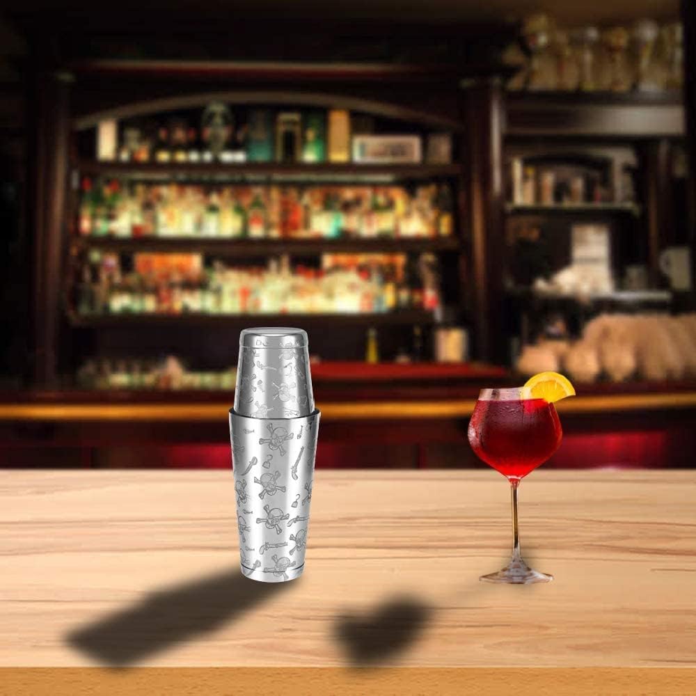 Coktailshaker,Cocktail Shaker Edelstahl,Boston Shaker - Hochwertiges Barzubehör für Alle Professionelle Barkeeper und Zuhause Cocktail Liebhaber (Schädel)