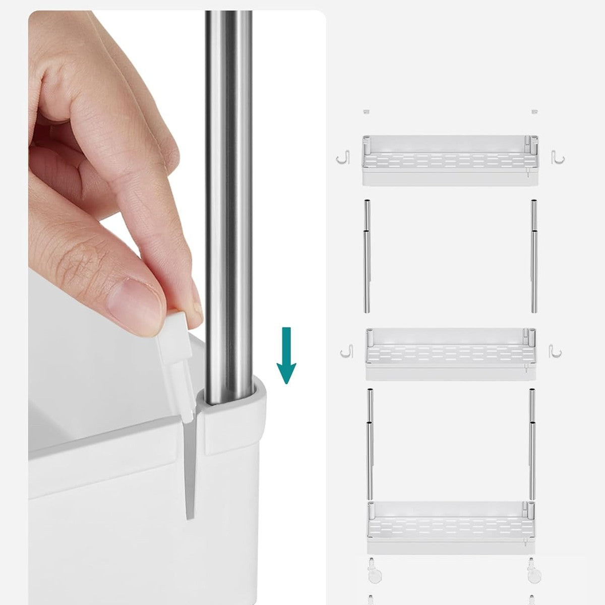 SONGMICS kapea 4-tasoinen säilytyskärry pyörillä – keittiöön ja kylpyhuoneeseen (40 × 12,5 × 86 cm)