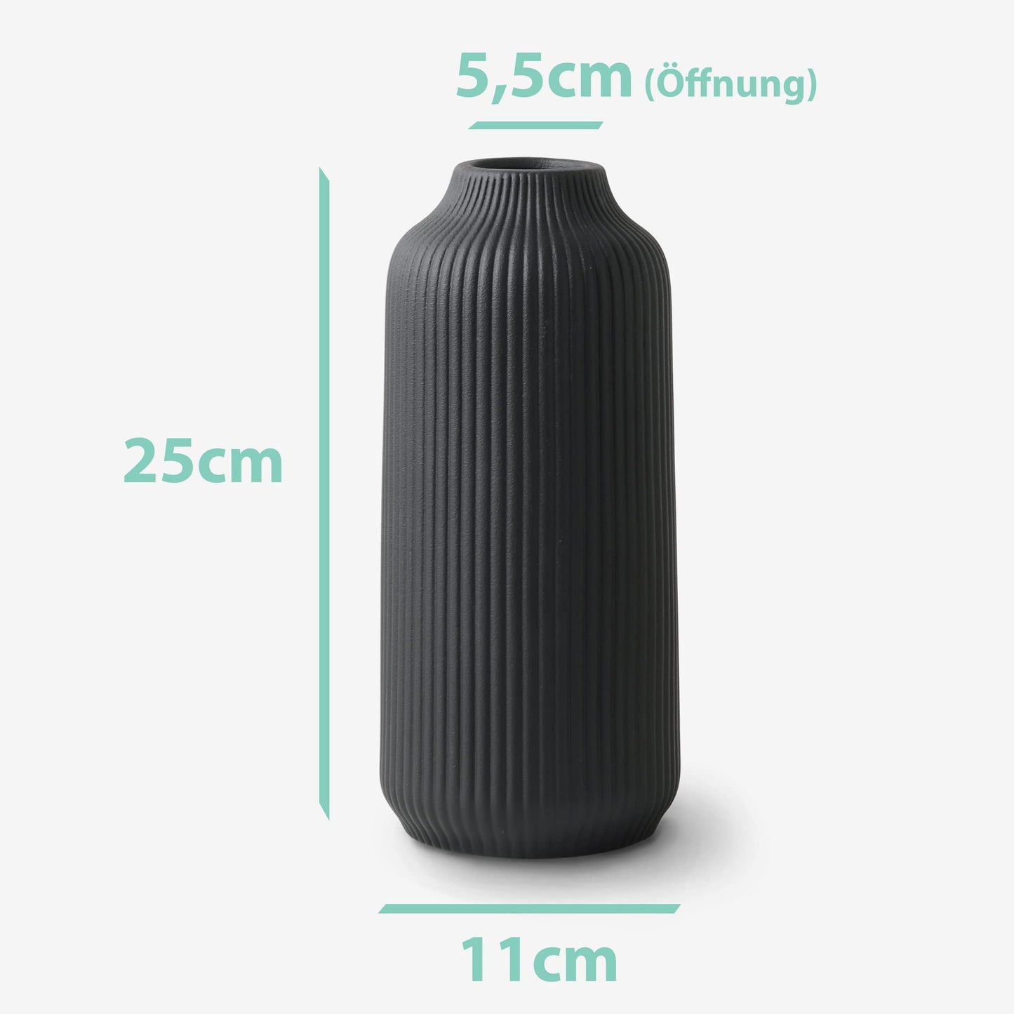 Mattamusta keraaminen maljakko 21 cm