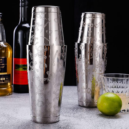Coktailshaker,Cocktail Shaker Edelstahl,Boston Shaker - Hochwertiges Barzubehör für Alle Professionelle Barkeeper und Zuhause Cocktail Liebhaber (Schädel)