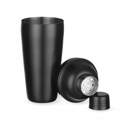 HENDI Cocktail Shaker, BarUp, mit integriertes Sieb, 3-teilig, matte Ausführung, Cobbler Shaker, Cocktailmixer, 0,8L, ø90x240mm, Edelstahl, schwarz
