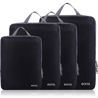 Eono Essentials Compressible Packing Cubes – 4/6-Piece Travel Luggage Organiser Set