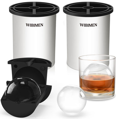 Clear Ice Ball Maker – 6.35 cm (2.5″) Crystal Clear Ice Balls, Stainless Steel & BPA-Free Silicone (2 Pack)